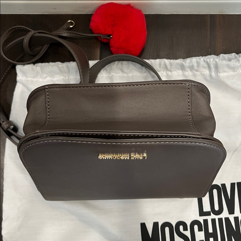 Love Moschino Taupe/Brown Crossbody Bag with Gold Logo - Picture 10 of 14